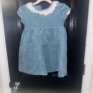 2T Edgehill Collection Corduroy Blue Lace Collar Dress